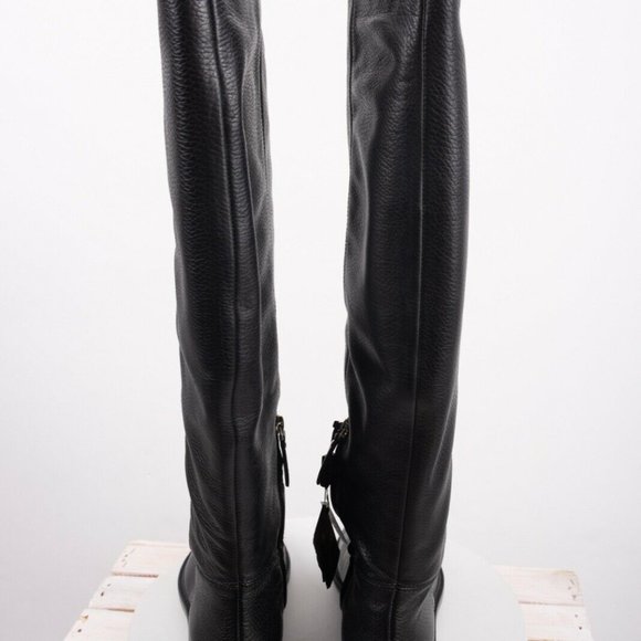 Massimo Dutti Boots Flat Black Knee High Leather - Picture 5 of 9